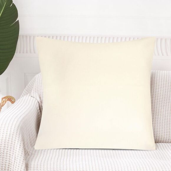 80/20 Viscose Velvet Soft Throw Pillow Cover Square 18" x 18" Cream - Picture 2 of 6